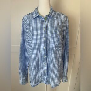 Peck & Peck Light Blue Gingham Casual Shirt size medium